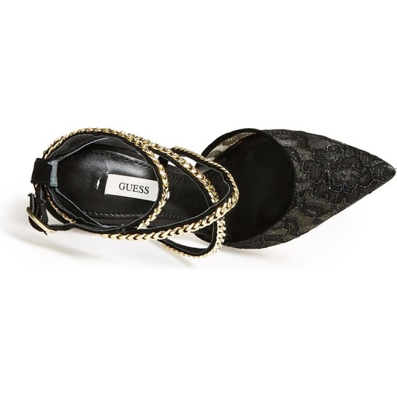 Guess Pointy Toe Suede Lace Chain Stiletto Pumps 9 - Picture 14 of 16